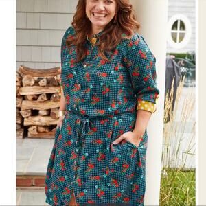 Matilda Jane Choose Your Own Path Fa La La Cottagecore Plaid Floral Dress S NWT